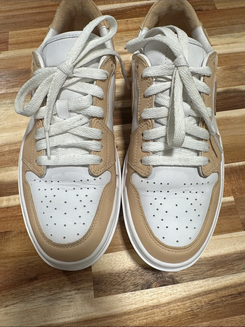 Nike Air White and Tan Platform Low-Top Sneakers 472